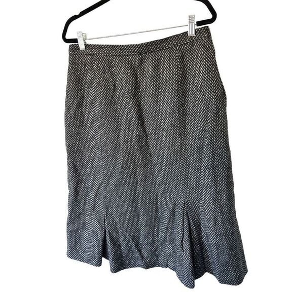 St. Michael Brown Black 100% Wool Pleated Midi Skirt Size 14/16 XL - Picture 2 of 16